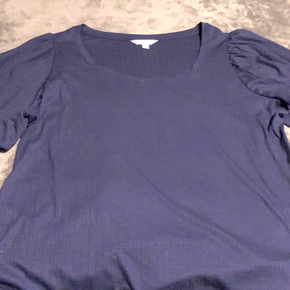 NWT Lauren Conrad blue short balloon sleeve top sweetheart neck top